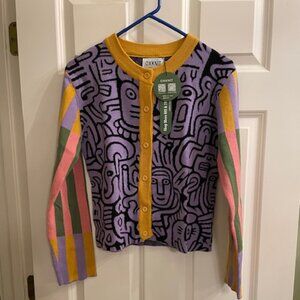 Cardigan Knit Sweater OXknit Size M